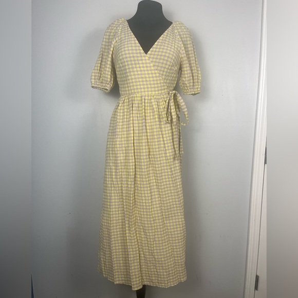 Topshop Seersucker Check Wrap Dress in Lime and Lilac-Multi size 6 - Picture 4 of 10